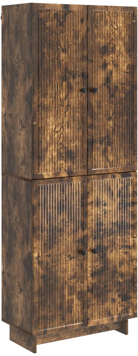 vidaXL Kast - Set - 2 - st - Gerookt - eiken - Bewerkt - hout Gerookt eiken