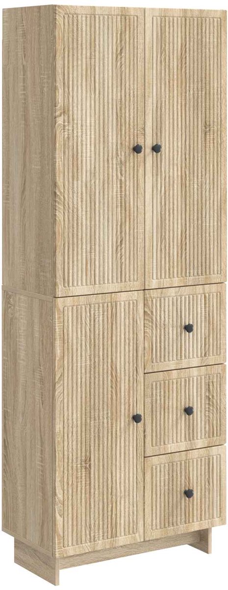 vidaXL Kast - Set - 2 - st - Bewerkt - hout Sonoma eiken