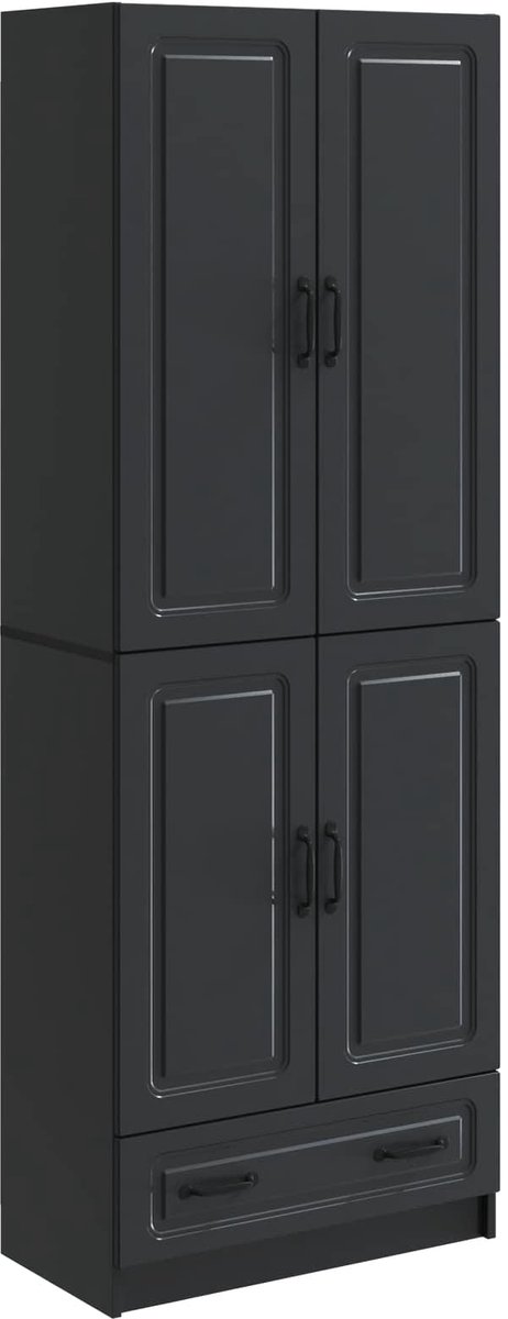 vidaXL Kast - Set - 2 - st - Zwart - Bewerkt - hout