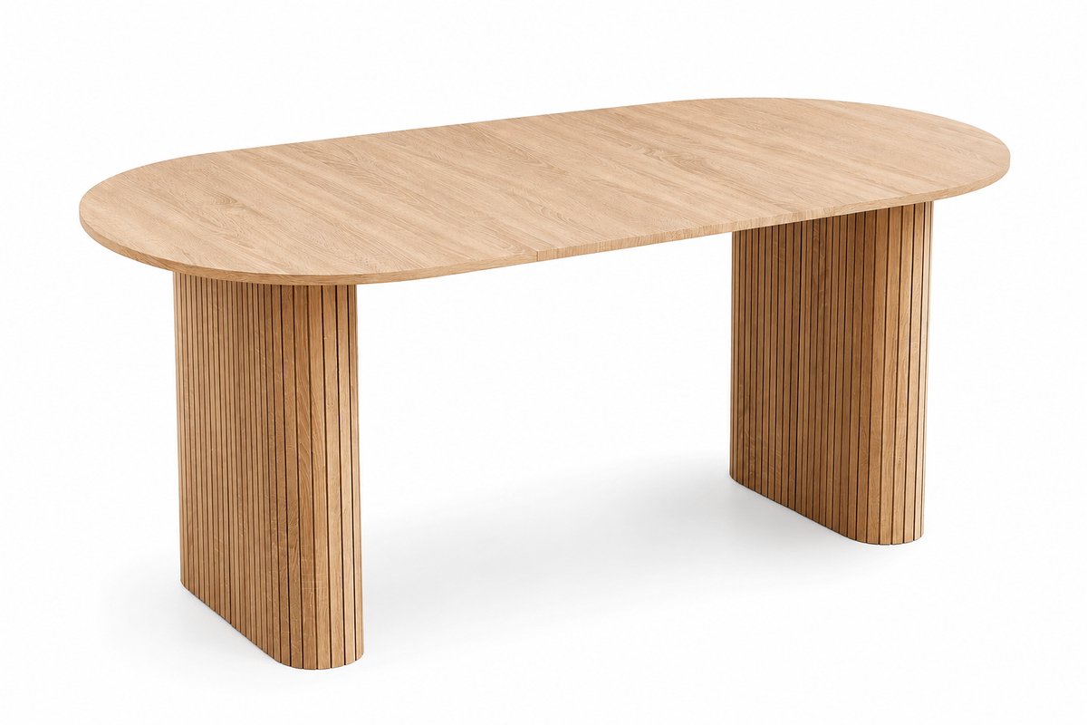 ITRONIQ Ovale Eettafel Voor 4 tot 6 Personen - MDF Houtlook Keukentafel - Moderne Eettafel - Ruimtebesparend - Licht Bruin