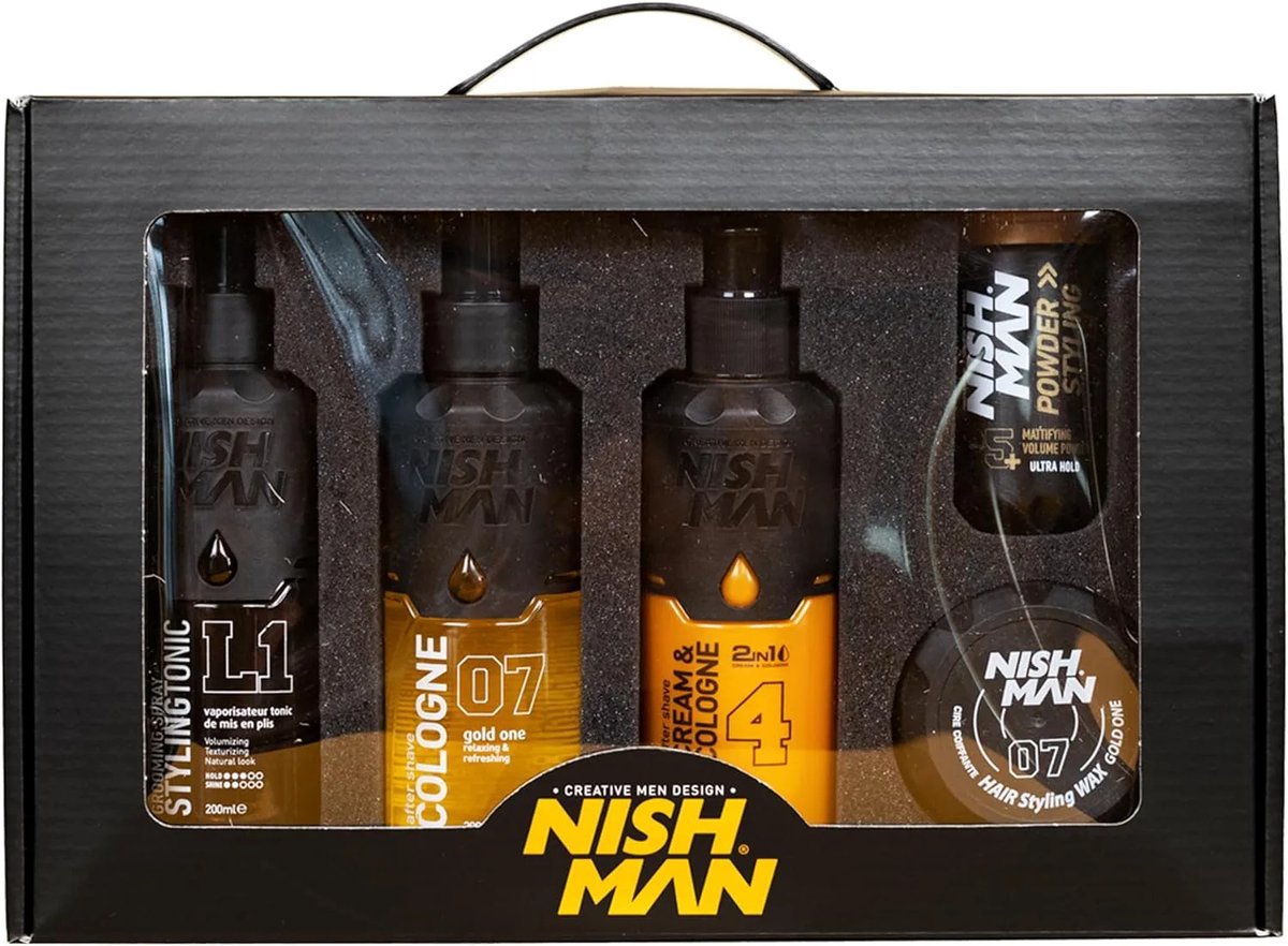 Nishman Giftbox Gold One 07 Aftershave Cologne + Crème 2x400ml voor heren
