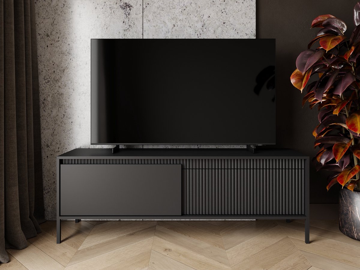 GrainGold - TV-Meubel Sorano - Mat zwart - Moderne Opbergruimte - 153 cm