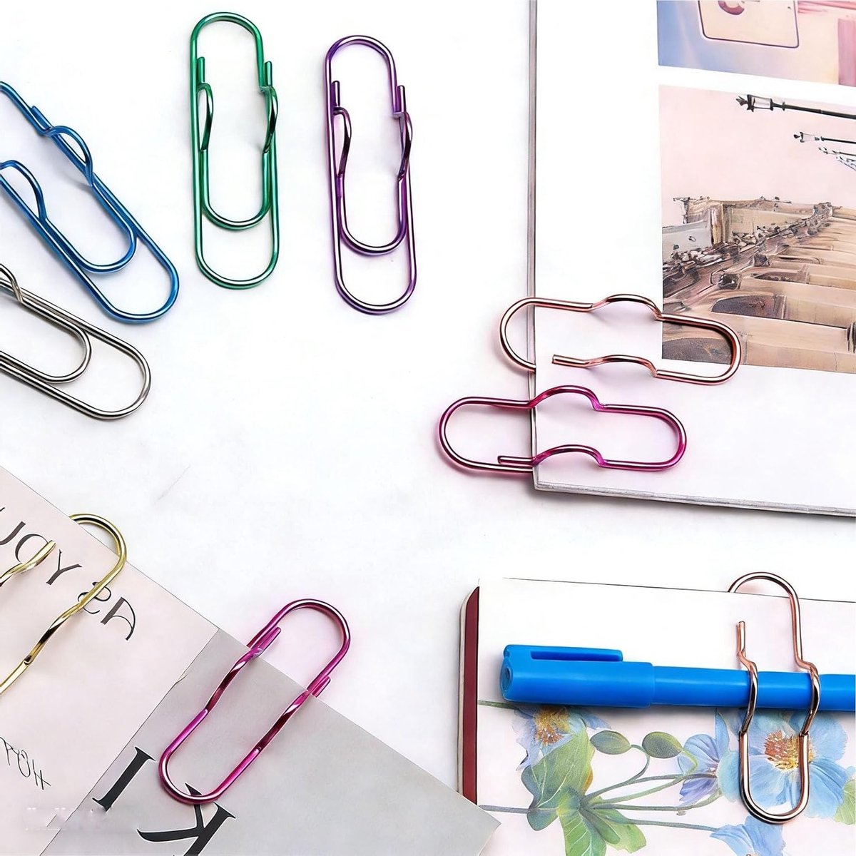 Set van 7 Kleurige Metalen Penhouders, Herbruikbare Organizers voor Notitieboek, Planner en Journal, Ideaal voor School en Kantoor — cadeau in Cadeau-ideeën - foto 5
