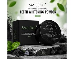 Teeth Whitening Powder met Actieve Kool en Pepermunt - 100% Vegan - Tandenbleekpoeder met Mint - 30g - SMILEKIT