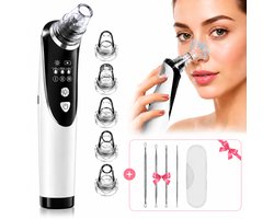 Mee-Eter Verwijderaar met Vacuüm – Poriënreiniger Gezicht – Premium Blackhead Remover – Inclusief 5 Opzetstukken & Comedonenlepels