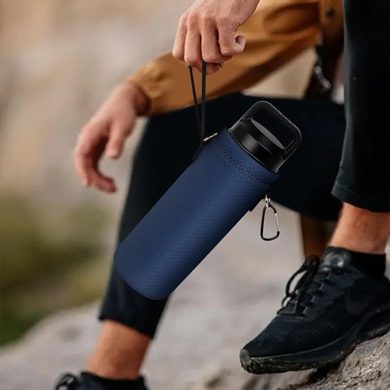 Zeynomax - Waterfleshouder Riem - Geïsoleerde Neopreen Draagtas - Marineblauw - Compatibel - Ideaal voor Sport en Outdoor - Handige Polsband — afbeelding 5
