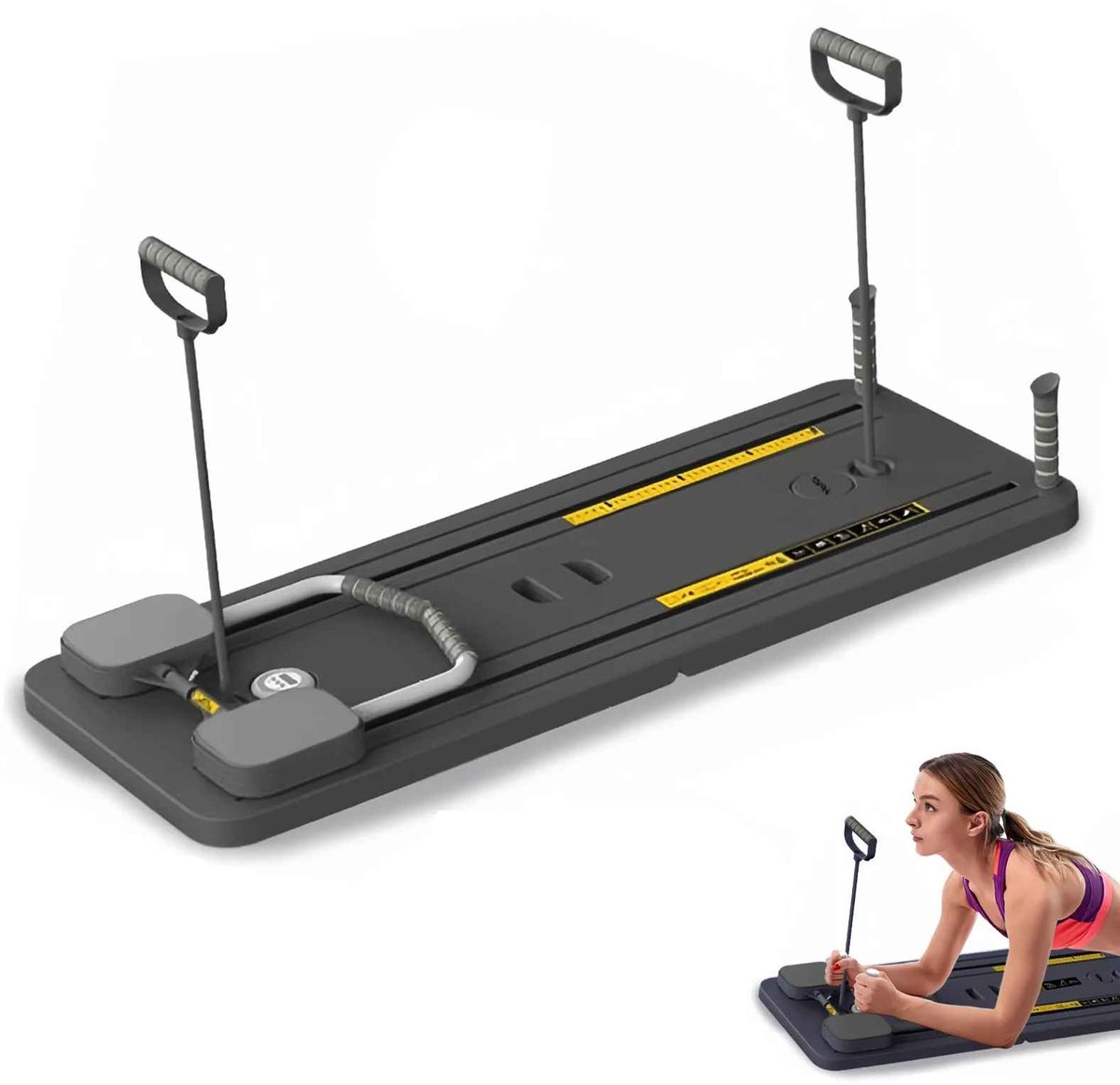 Casa Living Pilates Bord - Multifunctioneel Fitnessbord - Core Training - Automatische Rebound - Opvouwbaar Design - Grijs