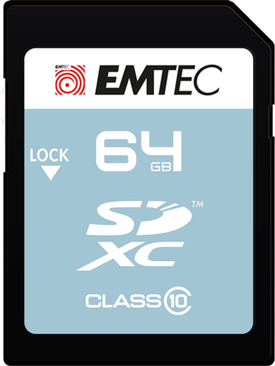 Emtec II Classic SDXC Kaart - 64 GB - Class 10 - Full HD - Zwart