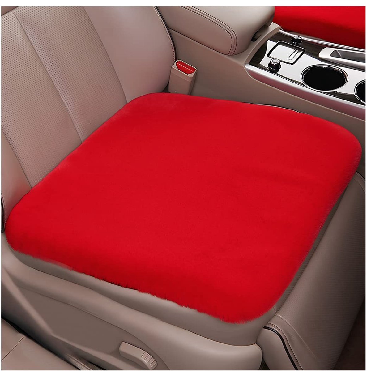 Dailygoods - Dailygoody - Autostoelkussens - Bescherming voor voorstoelen - Pluche - Rood - Stoelbeschermers - Geschikt voor auto - 2 stuks