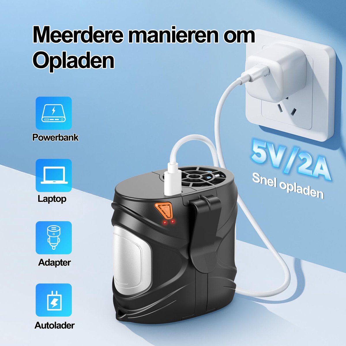 Draagbare NekVentilator - Mini Ventilator 6 standen met koeling - handventilator 6000 mAh Lange Batterijduur USB Oplaadbaar - Heupventilator ideaal kampeeruitje Voor Buitensport woon-werkverkeer en Dagelijks Gebruik — afbeelding 5