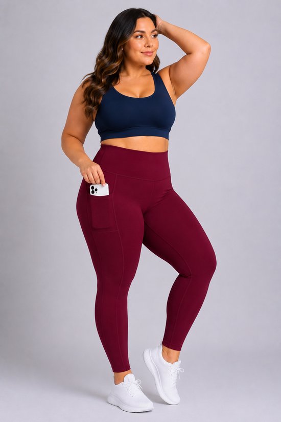 SparkNine Softcurve plus size legging - met zijzakken - 5XL - rood - zachte stof - ademend - niet doorschijnend — afbeelding 5