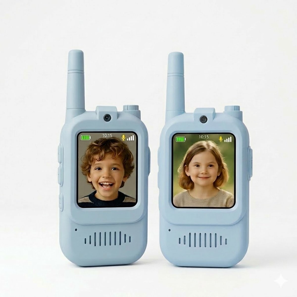 Jojoy - Video Walkie Talkie voor Kinderen met Camera - Walkietalkies Oplaadbaar - Portofoon Kinderspeelgoed & Buitenspeelgoed - Stemvervormer - Set van 2 - Blauw - KIDTALKIE