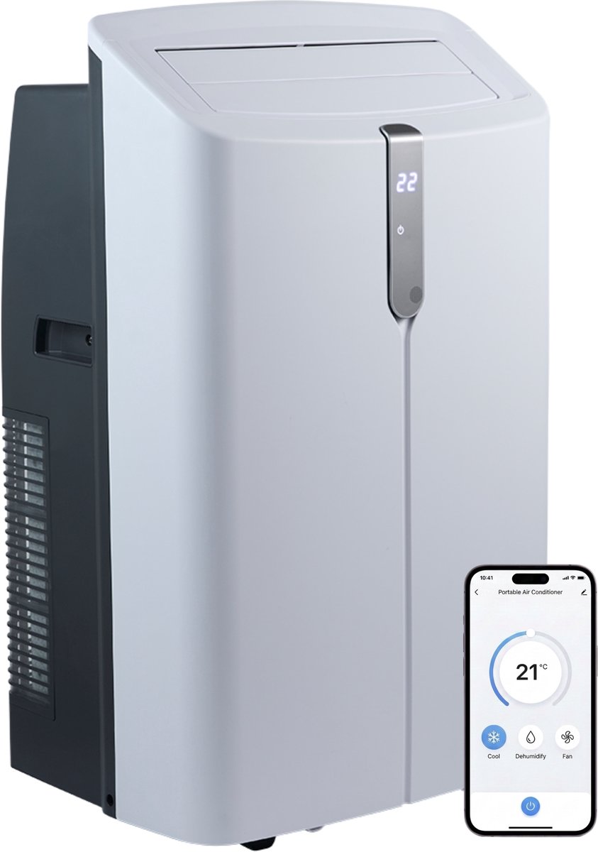 Evolar Mobiele Smart Airco - 14000 BTU - Ultra Stil - Koelen & Verwarmen - WiFi - App & Afstandsbediening - Airconditioner - met Afvoerslang - Slaapkamer, Woonkamer, Kantoor - EVO-PAC14CHW