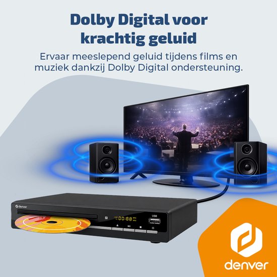Denver DVD Speler met HDMI - Ondersteund Full HD - CD Speler - Dolby Digital Decoder - Regio Vrij - Coax / Scart / USB - DVH7787 van Denver — afbeelding 3