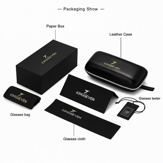 Kingseven piloten zonnebril - UV400 - Gepolariseerd - Zwart - Blackstar - K709 van Kingseven — afbeelding 4