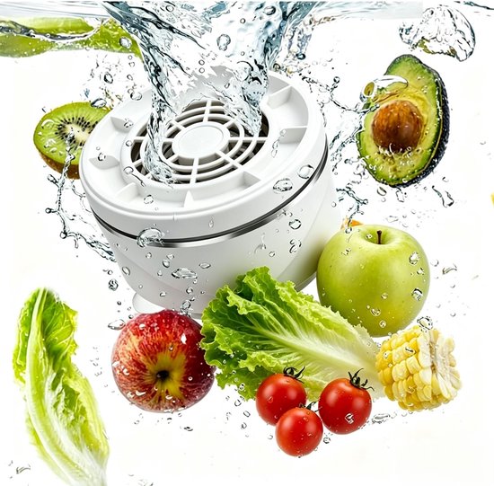 Pesticiden reiniger - Groente- en Fruitreiniger - 15W Krachtige Vortex - 4 Instelbare Standen - Produce purifier - 3600mAh Grote Accu - Titanium Zuivering - IPX7 - 10.4 x 6.0 cm - Wit