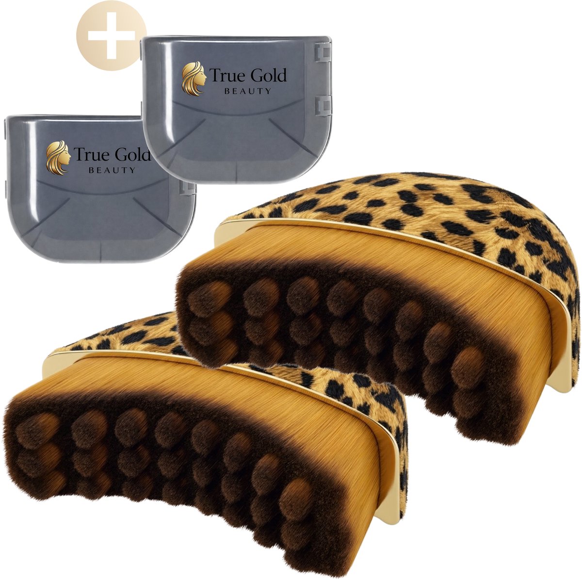 True Gold Beauty lymfe borstel gezicht - lymphatic face brush – dry brush – droogborstel – gezicht - anti rimpel - lymfatische borstel - Panter Dual Pack