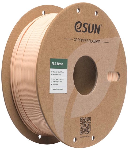 ESUN PLA Basic beige 3D printer filament op een kartonnen spoel. Diameter 1.75mm, Netto Gewicht 1kg.