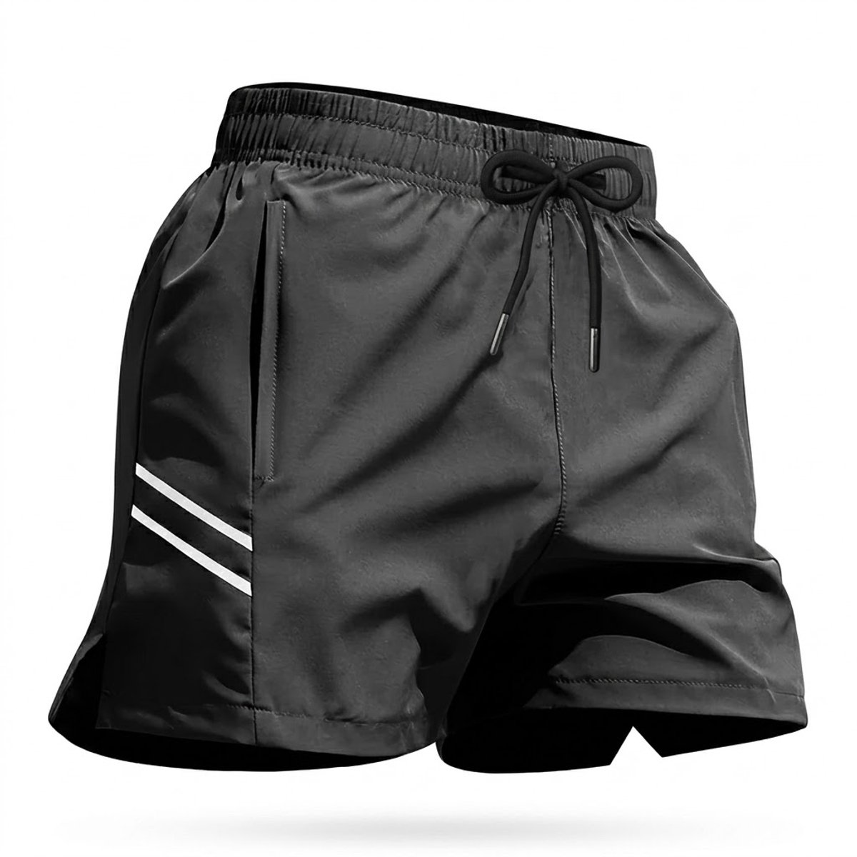 Zwart sport shorts heren sneldrogende korte broek ademend hardloop shorts reflecterende details fitness gym casual zomer broek maat XL