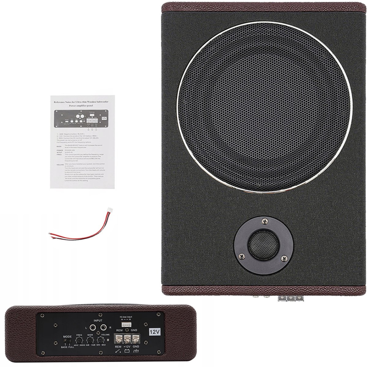 Auto Subwoofer 12V 600W – Actieve Versterker – Onderstoelen Bass Box – 8 Inch – Slim Design – Volledig Frequentiebereik – Bass Boost Instelbaar – Compact en Hoogvermogen – Modern Stijlvol Geluid