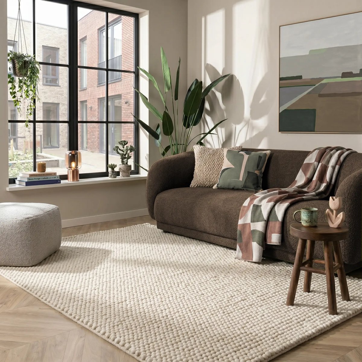 Art Weavers Wollen bolletjes vloerkleed - Ventura Crème - Wol Tapijt Woonkamer - 240x340 cm