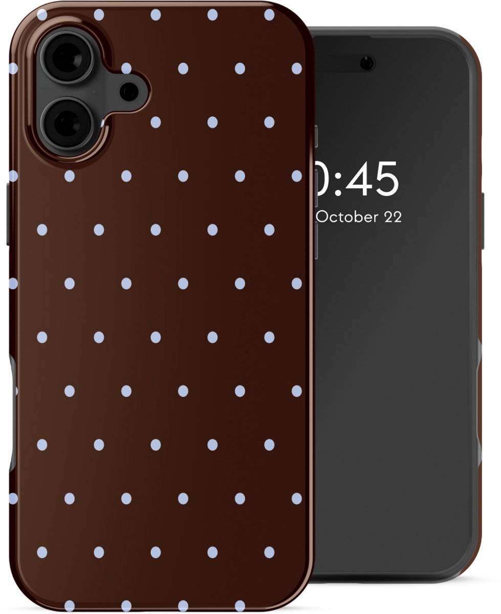 Selencia Hoesje - Geschikt voor Apple iPhone 16 - Backcover - Happy Dots Chocolate