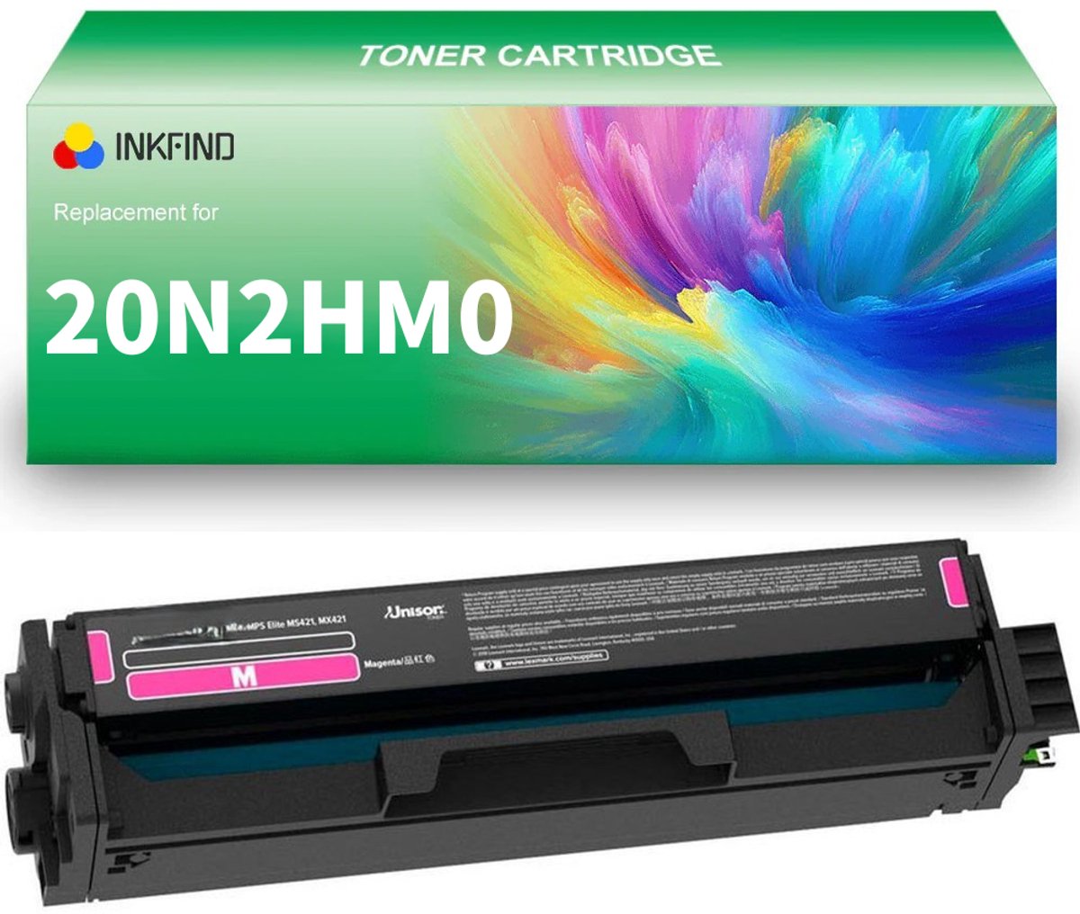INKFIND 20N2HM0 Magenta tonercartridge compatibel met Lexmark 20N2HM0 Magenta geschikt voor Lexmark CS331dw/Lexmark CX331adwe - 1-pack Magenta
