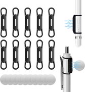 Pen loop - 10 stuks - Potloodhouder - Siliconen - Pen Organizer - Penhouder Clips - Pennenhouder voor bureau - Notities Maken - Bureau Organizer voor Pen, Stylus,Potlood - 4.4*1CM - Zwart