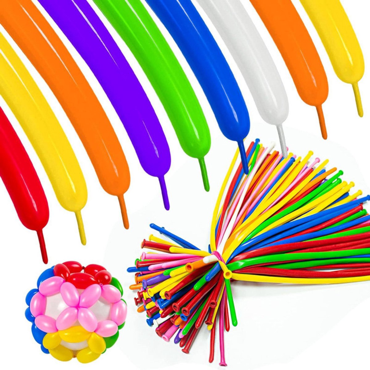 OLOEY Ballonnen voor het maken van ballonfiguren-lange-smalle latexballonnen om mee te modelleren-magische ballonfigurenset voor bruiloften-verjaardagen en feestdecoratie-100 stuks-multi