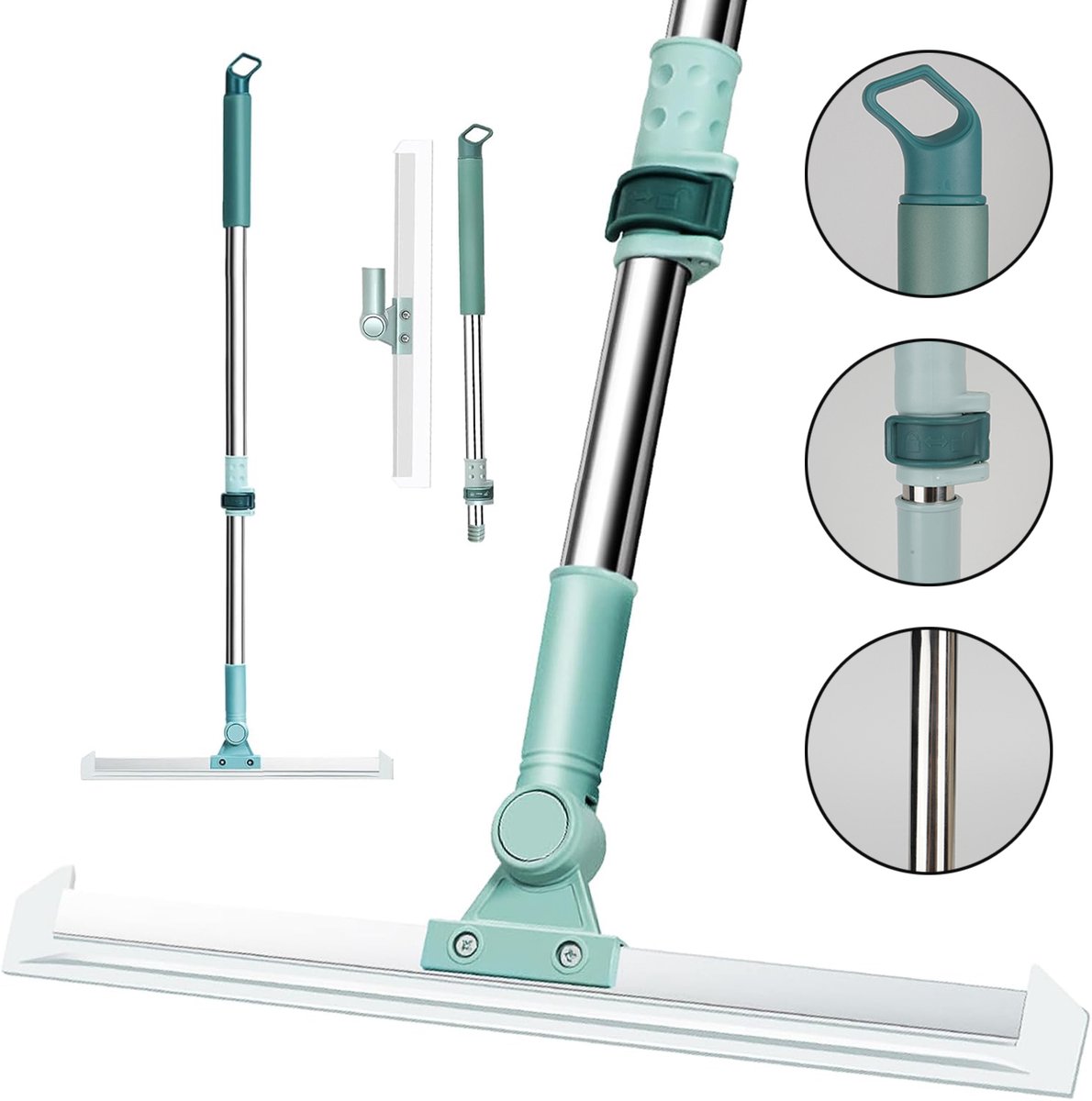 117cm Vloertrekker Voor Natte Ruimtes - Telescopische Siliconen Waterwisser - 180° Draaibare Badkamerdouchewisser Voor Natte Ruimtes En Ramen