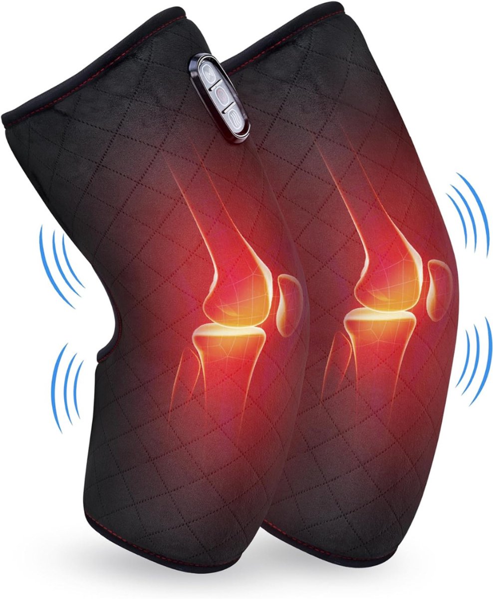TIM® Knie Massage Apparaat - Rood Lichttherapie Met Warmte En Trillingen - Infrarood Massageapparaat - Kniebrace Massager voor Pijnbestrijding & tegen Gewrichtspijn – Draadloos – Voor Pijn / Stijfheid en Blessure - Zwart - 18cm x 16cm x 8cm