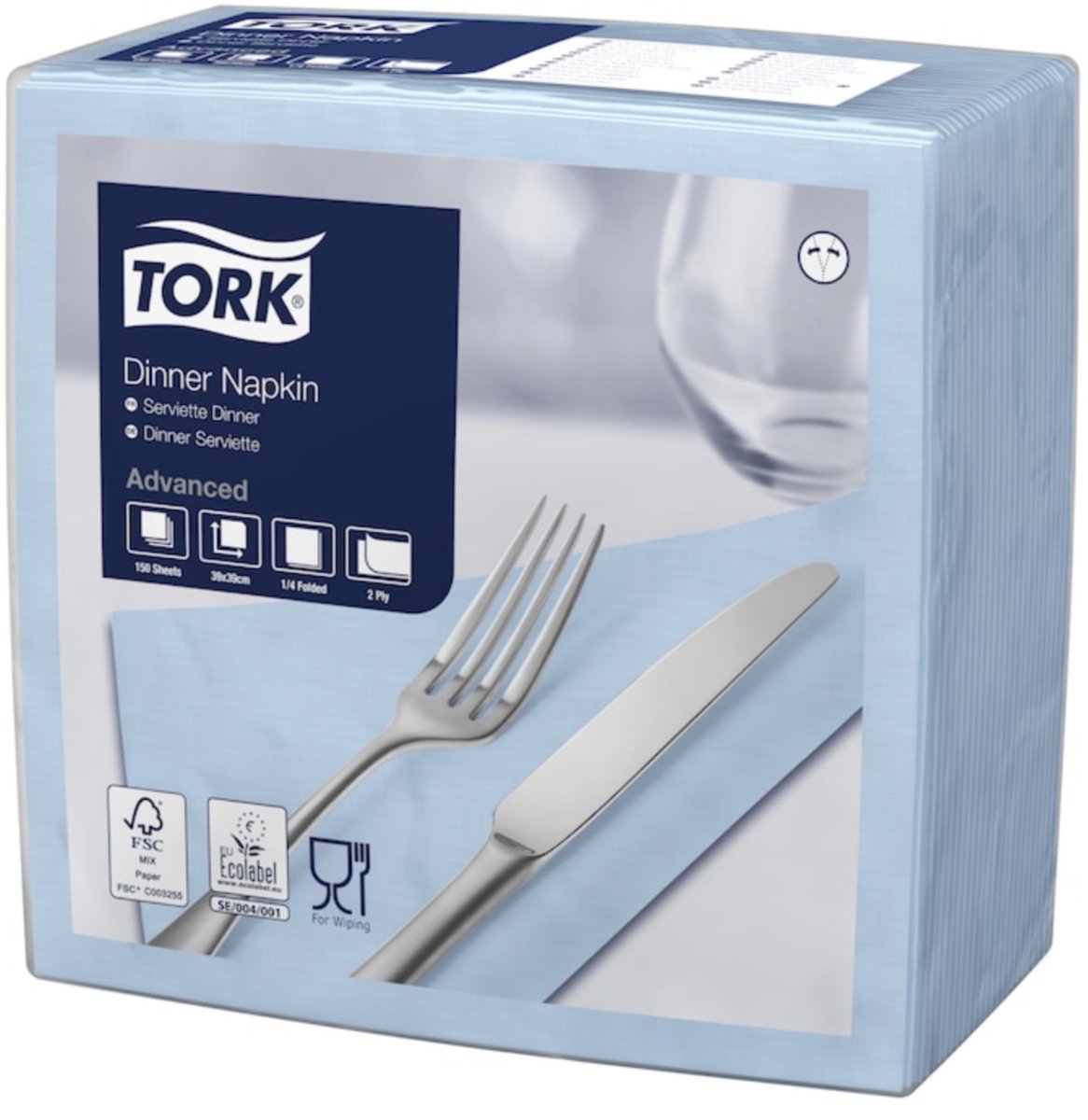 Tork 477905 dinnerservet lichtblauw 39x39 cm 2-laags 1800 stuks (477905)