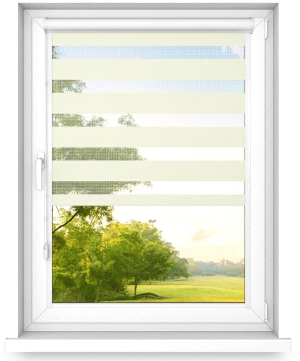 time4blinds - Dubbele Rolgordijnen Zonder Boren - Zebra-Rolgordijnen voor Ramen en Deuren 