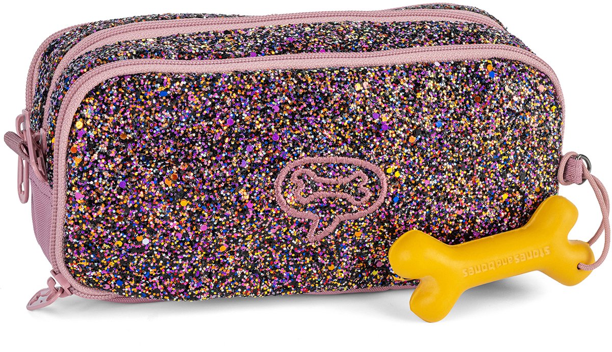 Stones and Bones Rowan 2.0 - Etui - Pennenzak voor Kinderen - 3 Vakken - Glamour - Lila