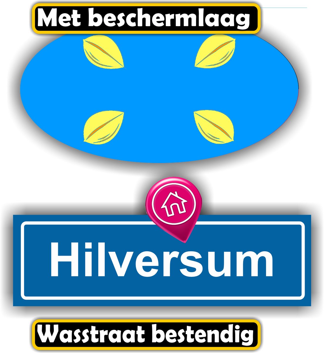 Jerma - Hilversum - Vlag - Auto - Sticker - 2x ovaal 13x7 cm - 2st 7x2.5 cm - Vinyl - zelfklevend
