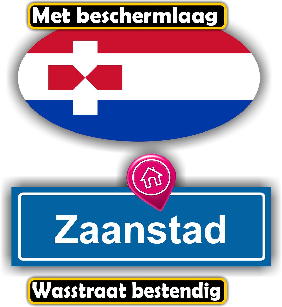 Jerma - Zaanstad - Auto - Sticker - set 2 - Ovaal 13x7 cm - rechthoek 13x6 cm - Zelfklevend - Vinyl