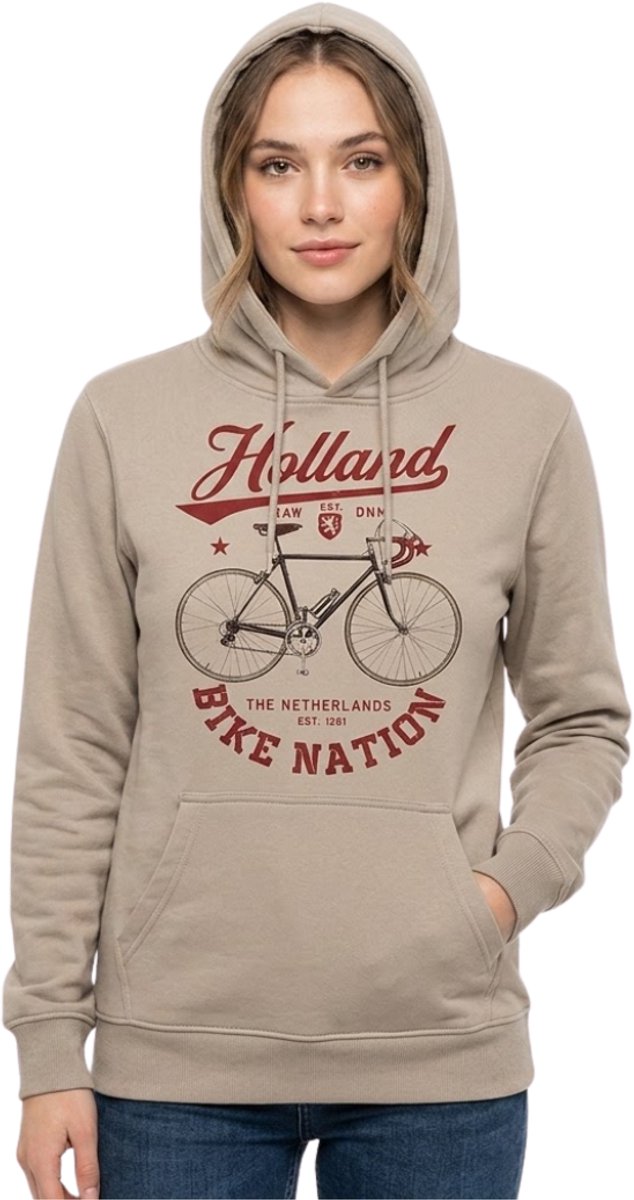 Hoodie Holland bike nation beige | Maat XL