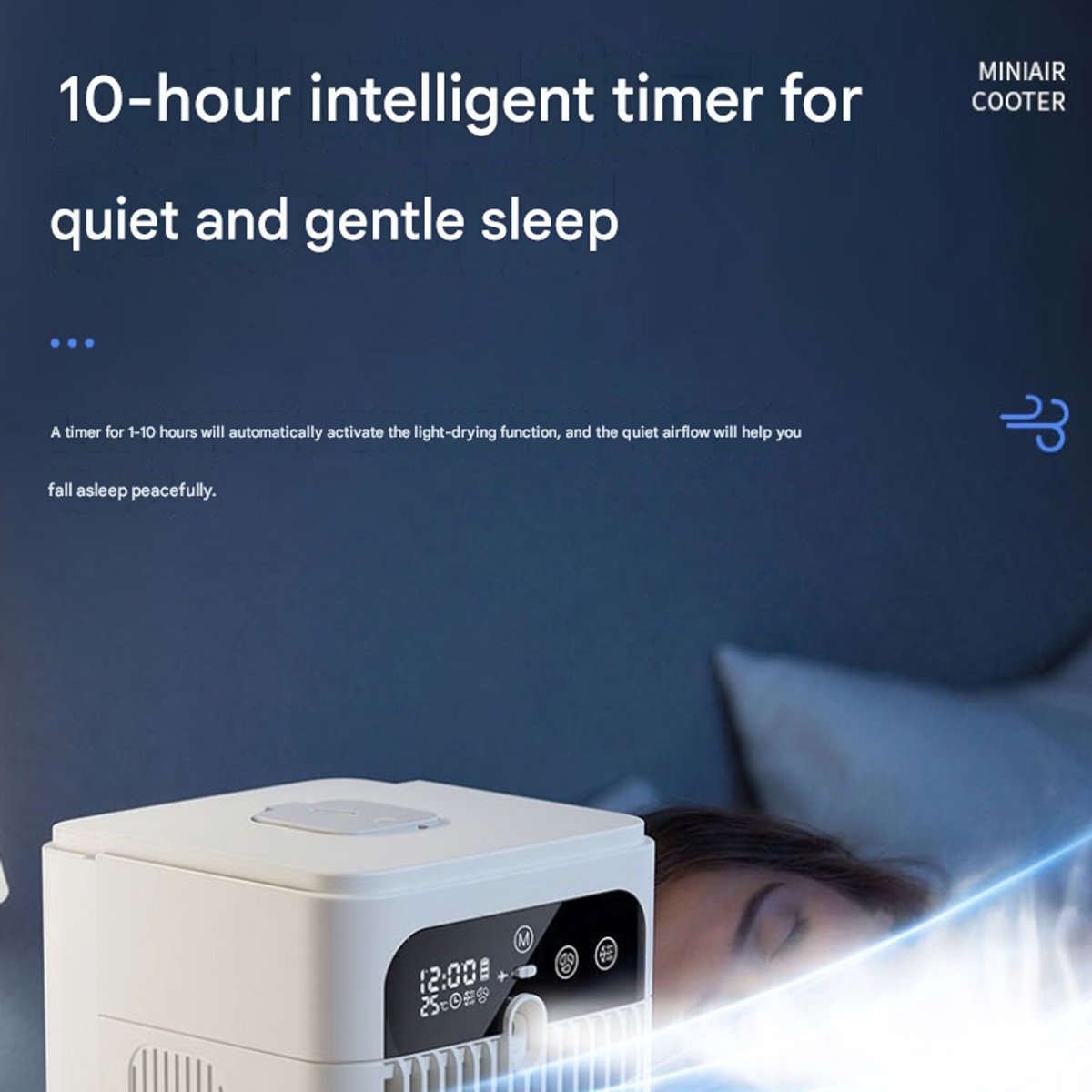 Airco -Mobiele Airco en Luchtkoeler met Mistbevochtiging - Premium Mini Cold Air Fan 500ml - Stille Tafelventilator 18 dB met Klok en Temperatuurweergave-Oplaadbaar - Draagbare Luchtkoeler voor Slaapkamer en Kantoor – foto 8