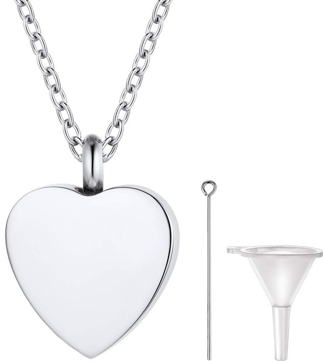 Dailygoods - Crematie-Urne Ketting - 50 cm Hartvormig Herdenkingssieraad - Roestvrij Staal As-Sieraad - Perfect voor Huisdieren - Moderne Stijl - Luxe
