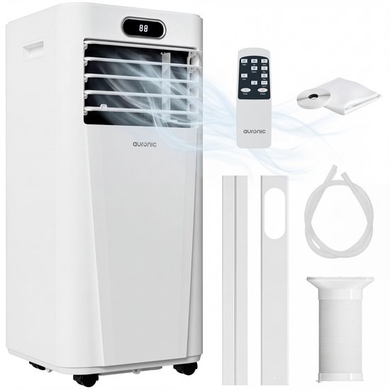 Mobiele airco 7.000 BTU Auronic – koelen, ventileren, ontvochtigen – voor ruimtes tot 20 m² – wit