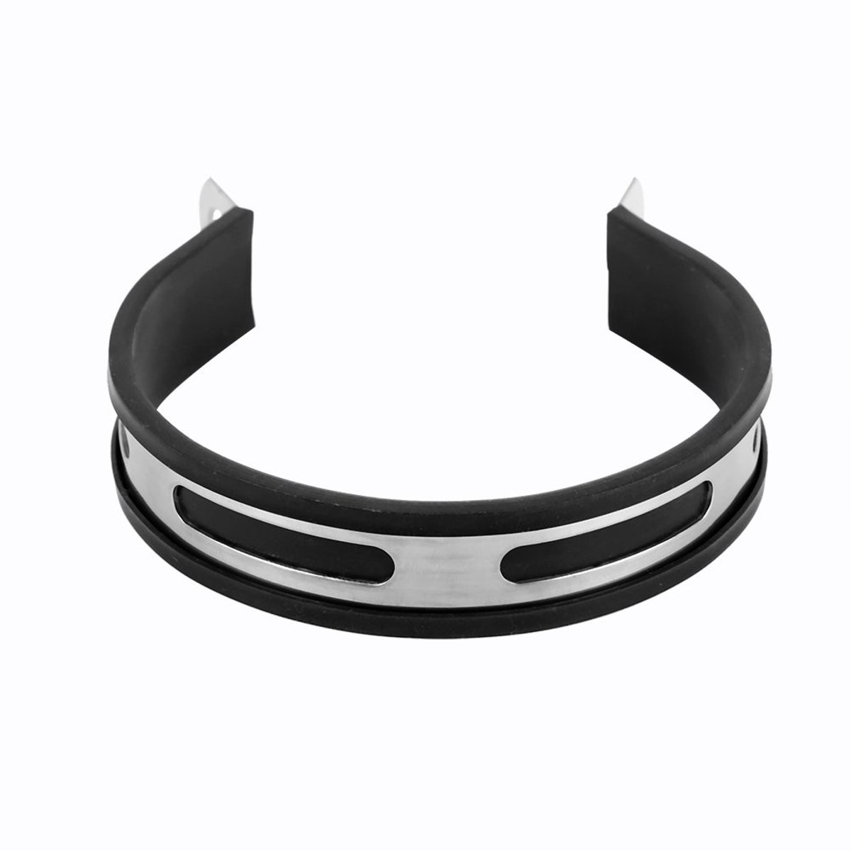 Dailygoods - Motorfiets Uitlaatklem - Roestvrij Stalen Beugel - Zwart en Zilver - Demper Buisklem - Universele Pasvorm - Uitlaatsteun - Duurzaam Desig