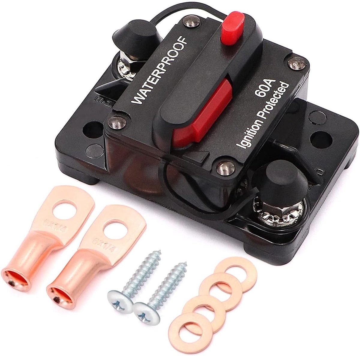 Dailygoods - Dailygoody - Circuit Breaker - Handmatige Reset - Waterproof - Geschikt voor Auto, Boot en ATV - 60A - Betrouwbare beveiliging - Duurzaam ontwerp