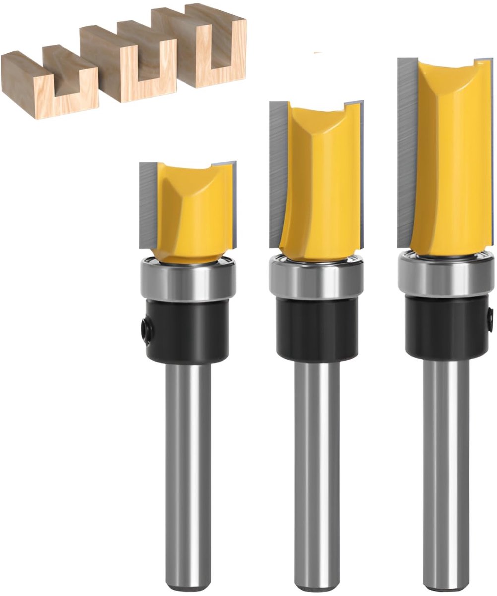Dailygoods - Dailygoody - kopieerfrees 6mm - freesset bovenfrees - duurzaam en scherp - 3 stuks - houtfrees voor precisiewerk - ideaal voor hobbyisten en prof