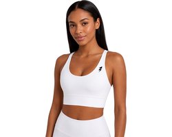 SparkNine Elevate sport-bh - M - wit - gekruiste rug - push-up effect - stevige ondersteuning - met uitneembare pads