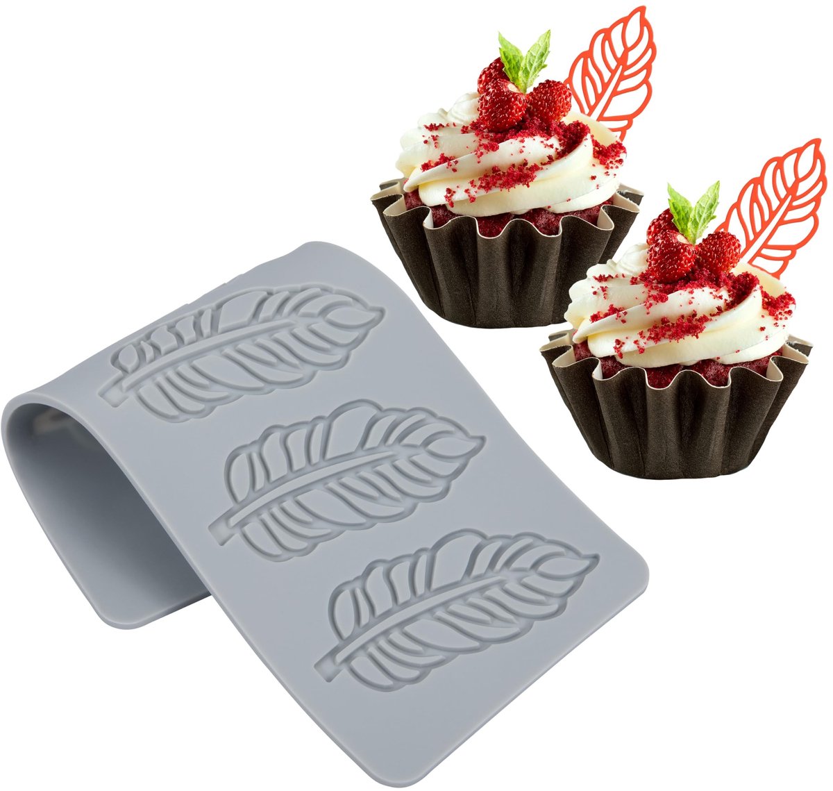 Dailygoods - Dailygoody - Siliconen bakvorm - 3D-bladeren - Voor suikerpasta en chocolade - Vaatwasserbestendig - Perfect voor verjaardagen - 21,2 cm