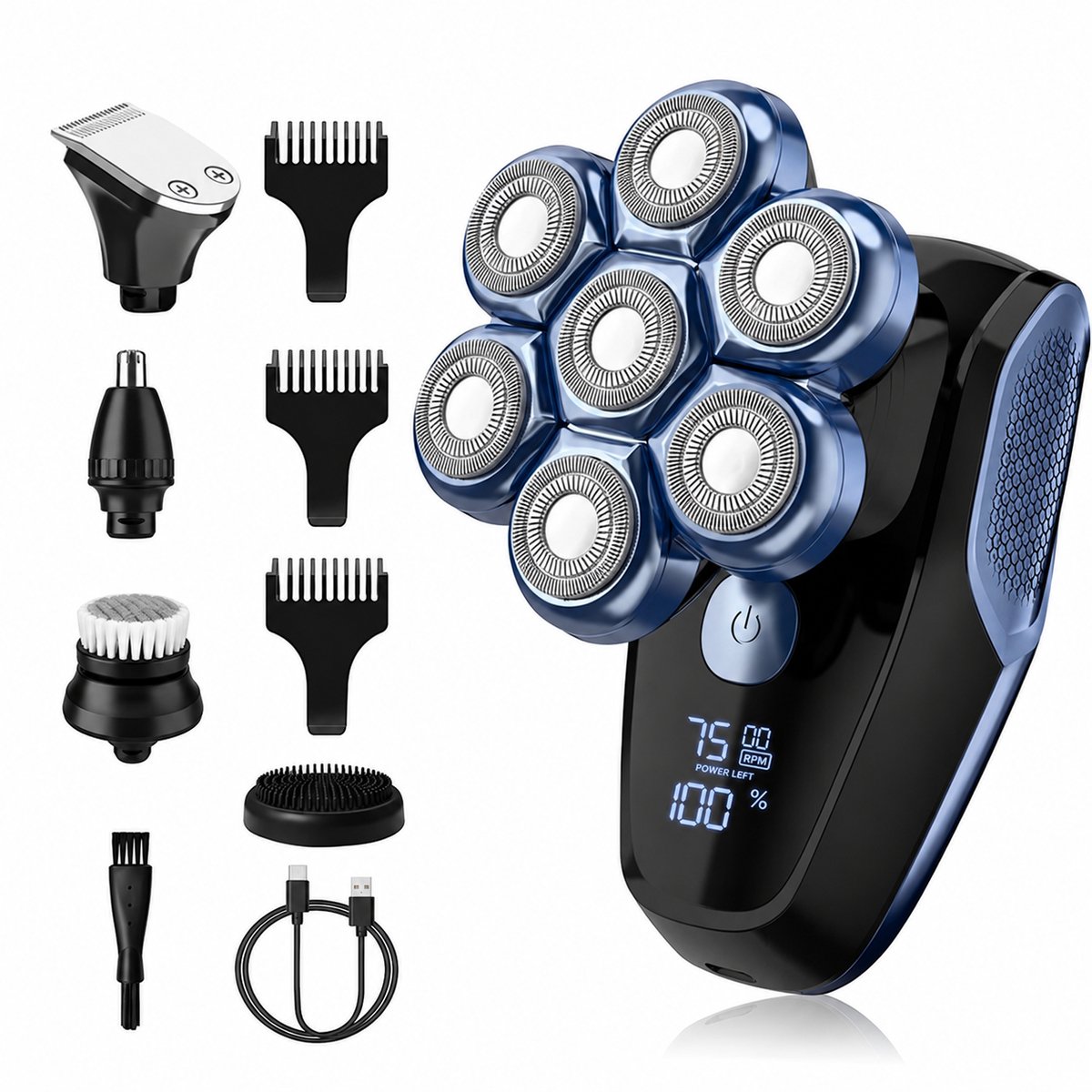 Novari - Scheerapparaat - Scheertoestel - 6 in 1 model - Volledig waterdicht - Neustrimmer - Nat/Droog - USB-C LCD Display