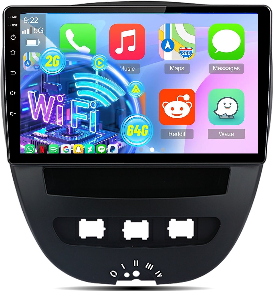 Hexinex-Autoradio-Geschikt voor Peugeot 107 / Citroen C1 / Toyota Aygo 2005-2014-[2+64G]Android 14-met Wireless Carplay-Android Auto-10 Inch Touchscreen-WiFi-GPS-DSP-SWC