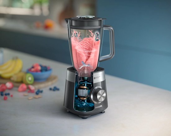 Philips Blender HR3020/20 - Krachtige 1000 Watt Motor – Veelzijdig Gebruik - Vaatwasserbestendig - 1.5l Kan - Grijs