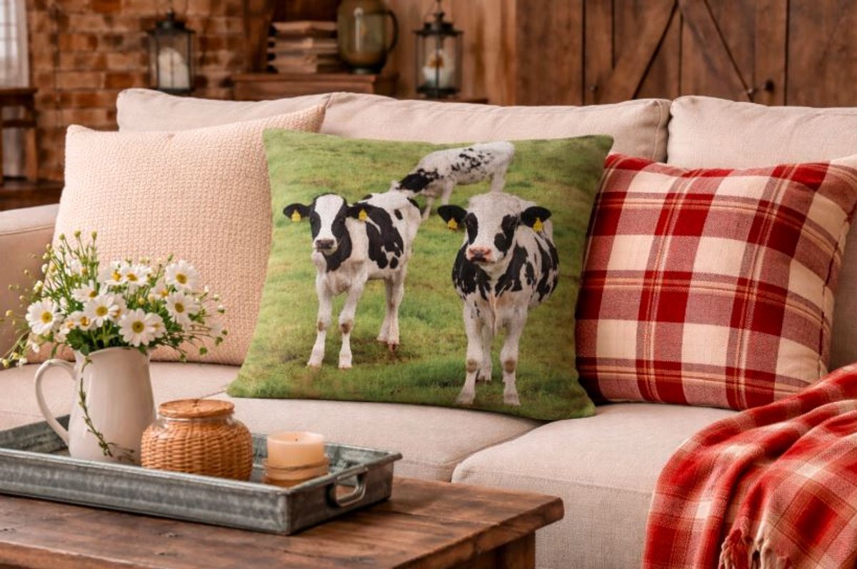Dieren kussenhoes Koe - Koeien - Fotoprint - Sierkussen - 45x45 cm