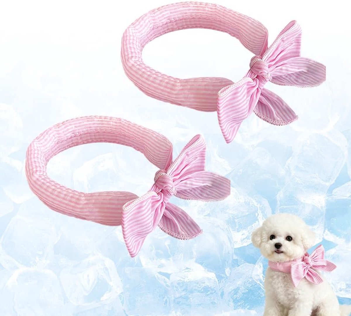 2x Koelband Hond - 100*5cm - Herbruikbaar Hondenkoelbandana - Cooling Bandana Hond - IJsbandana - Koelhalsband - - Hondenhalsband - Verkoeling Hond - Hitteberoerte voorkomen -Zomer - Voor katten, kleine, middelgrote en grote honden - Roze